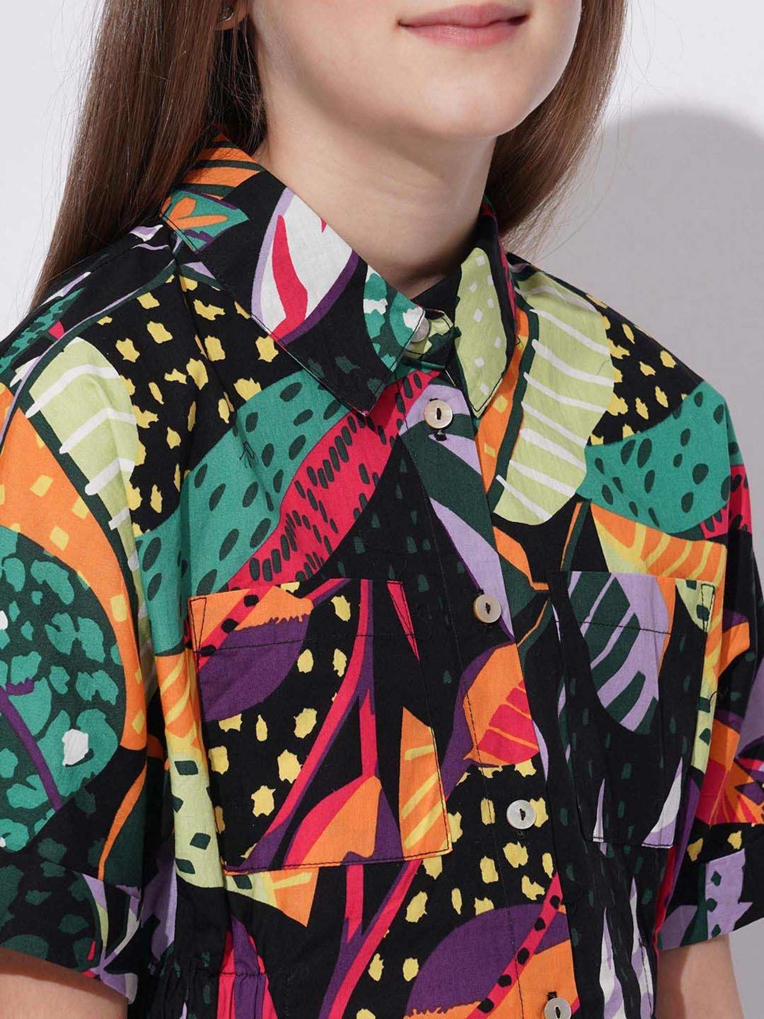 Vero Moda Girls Multicolor Cotton Printed Dress