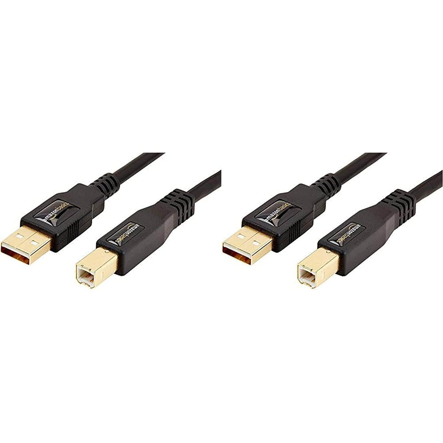 AmazonBasics USB 2.0 Printer Cable - A-Male to B-Male Cord - 10 Feet (3 Meters) & USB 2.0 Printer Type Cable - A-Male to B-Male - 16 Feet (4.8 Meters)