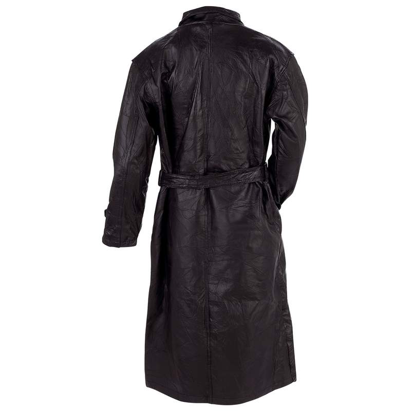 Giovanni Navarre® Italian Stone Design Genuine Leather Trench Coat
