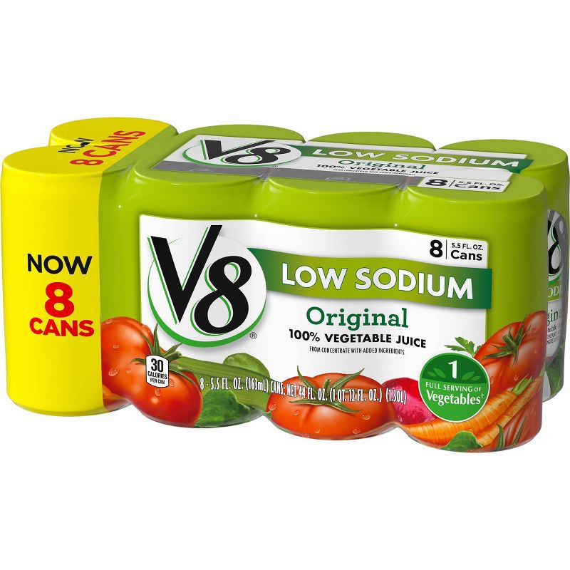 V8 Original Low Sodium 100% Vegetable Juice - 8pk/5.5 fl oz Cans