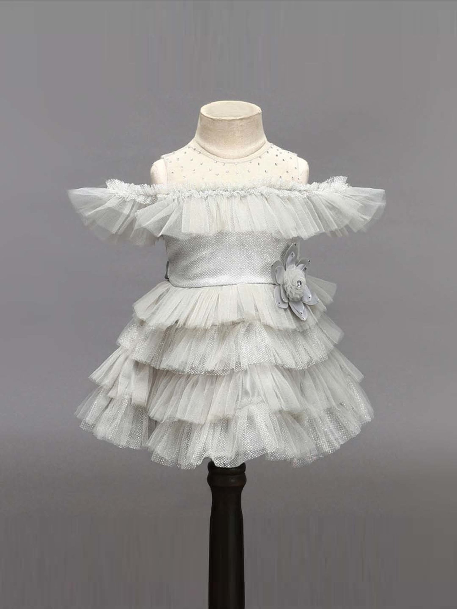 The Magic Wand Kids Beige Applique Dress