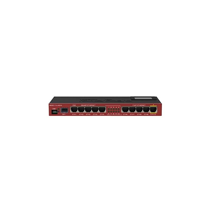 RB2011UIAS-IN - RB2011UASIN 5 Gigabit LAN ports, 5 Fast Ethernet LAN ports, OS L5 license, MicroUSB, 128MB RAM, LCD touchscreen for configuration