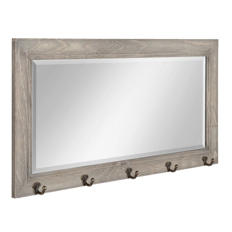 36" x 18" Pub Mirror with Metal Hooks Gray - DesignOvation