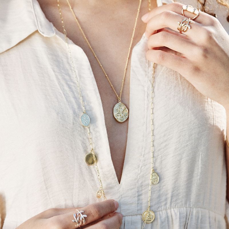 Sanctuary Project Oval Coin Medallion Cross Necklace Gold