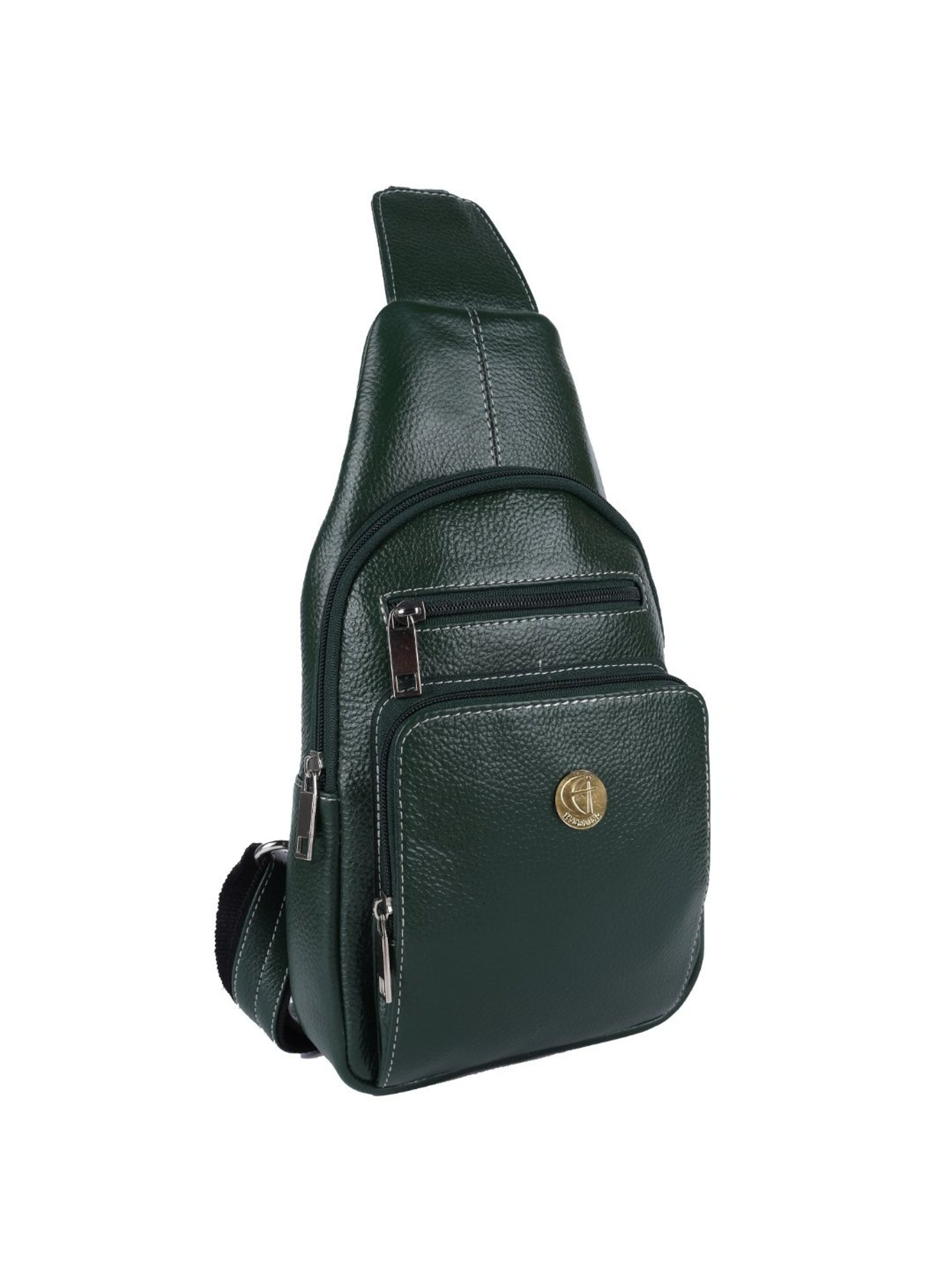 HiLEDER Green Textured Medium Leather 12 inch Backpack