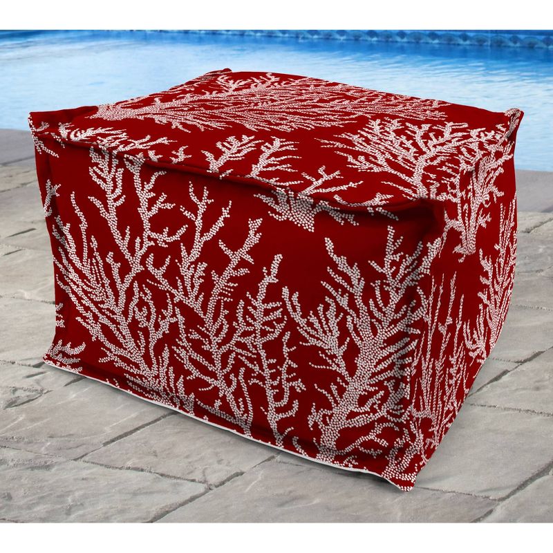 Outdoor Bean Filled Pouf/Ottoman In Seacoral Red - Jordan Manufacturing