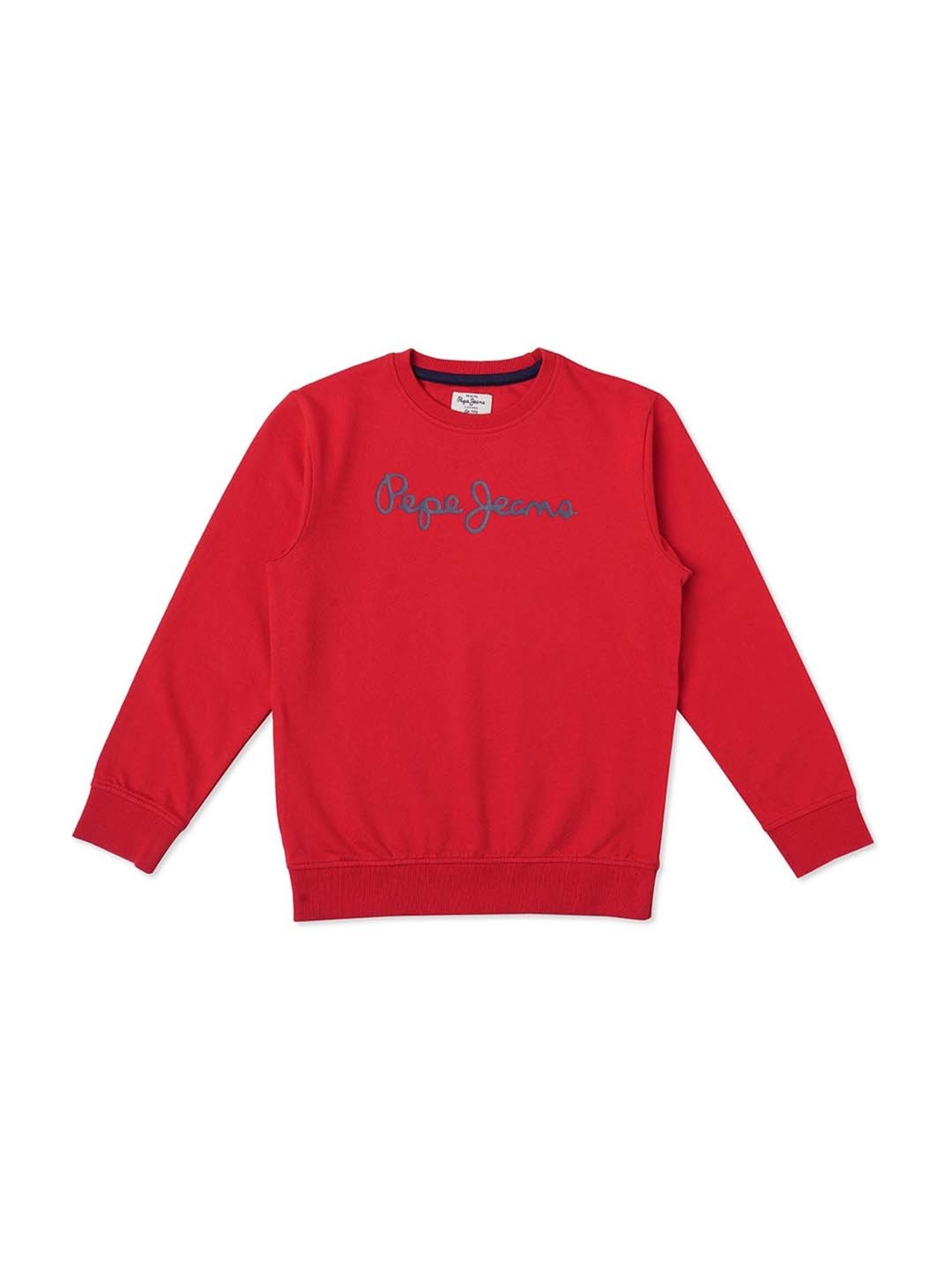 Pepe Jeans Kids Red Cotton Graphic Full Sleeves Sweatshirt