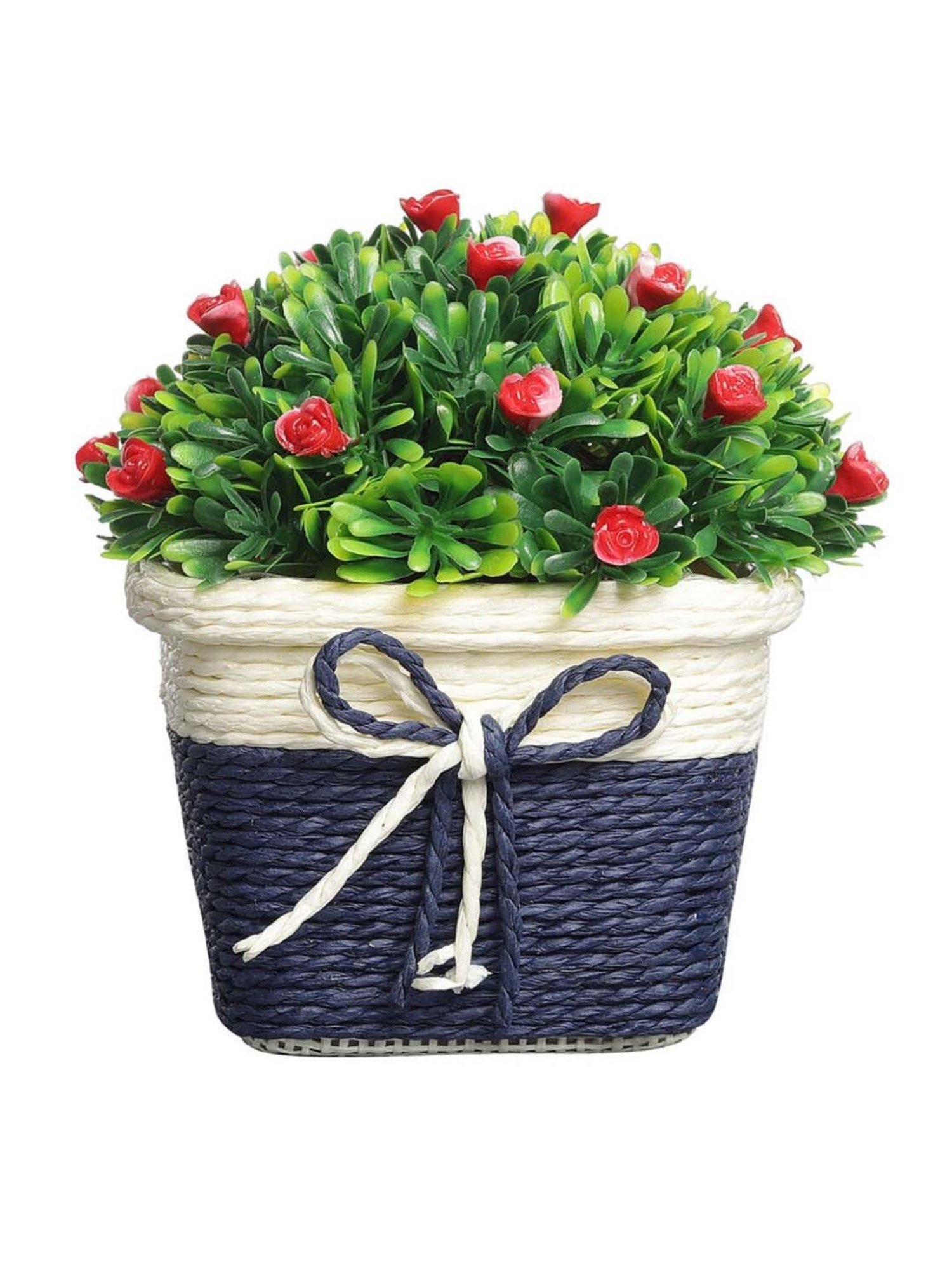 Foliyaj Multicolor Plastic Artificial Flower Plant With Pot - Set of 2