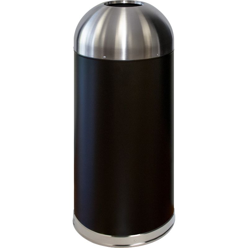 Genuine Joe Trash Receptacle Domed Top 15 Gal. Black/Silver 58896