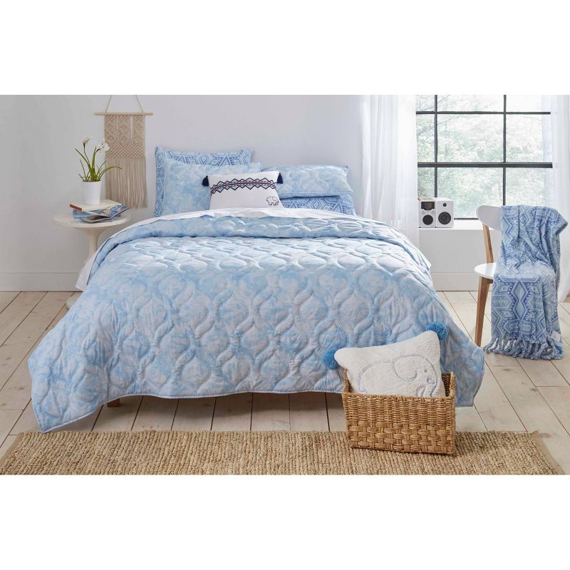 Ivory Ella Full/Queen Dana Pastel Quilt & Sham Set Blue