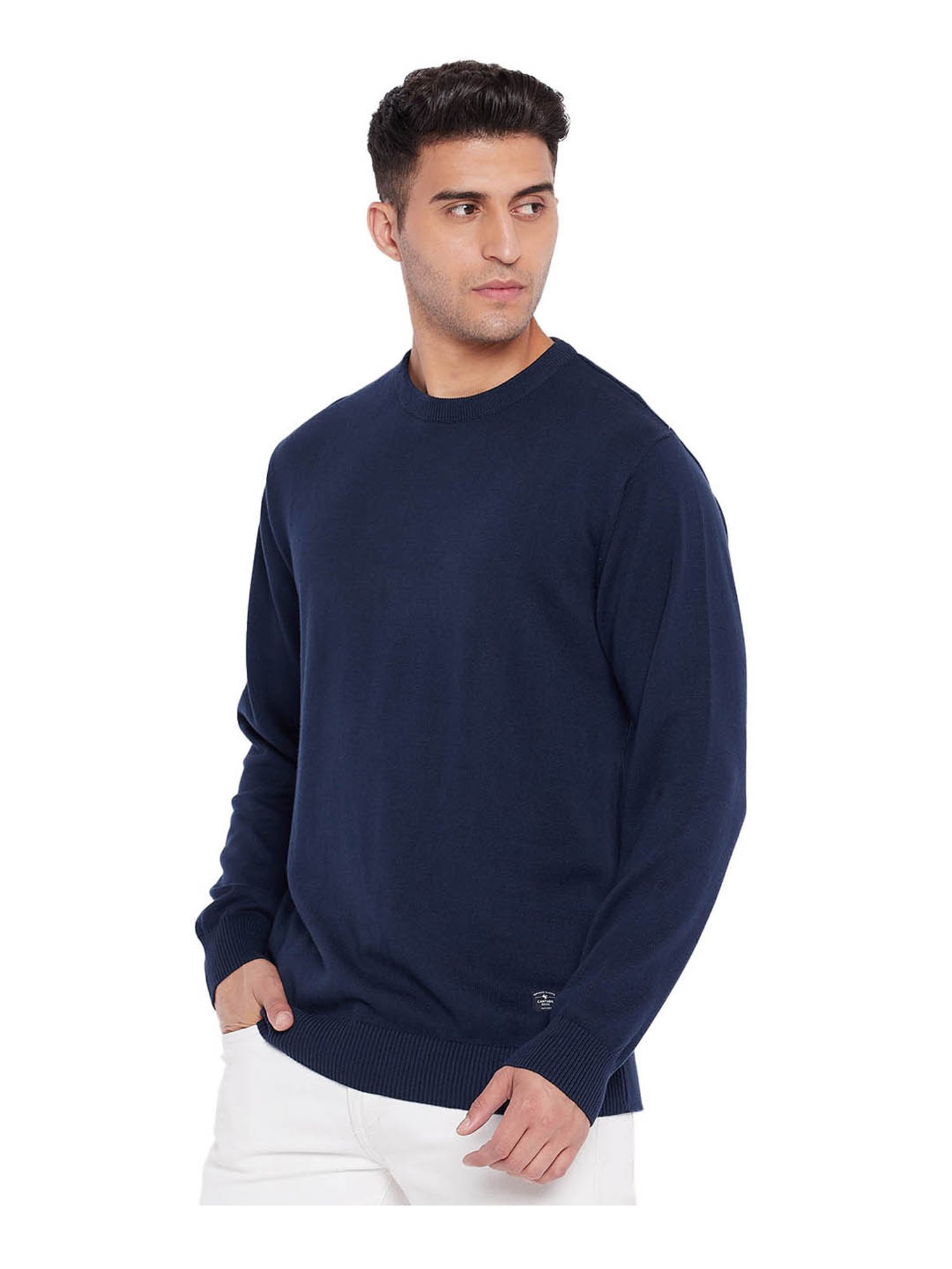 Cantabil Ink Blue Regular Fit Sweater