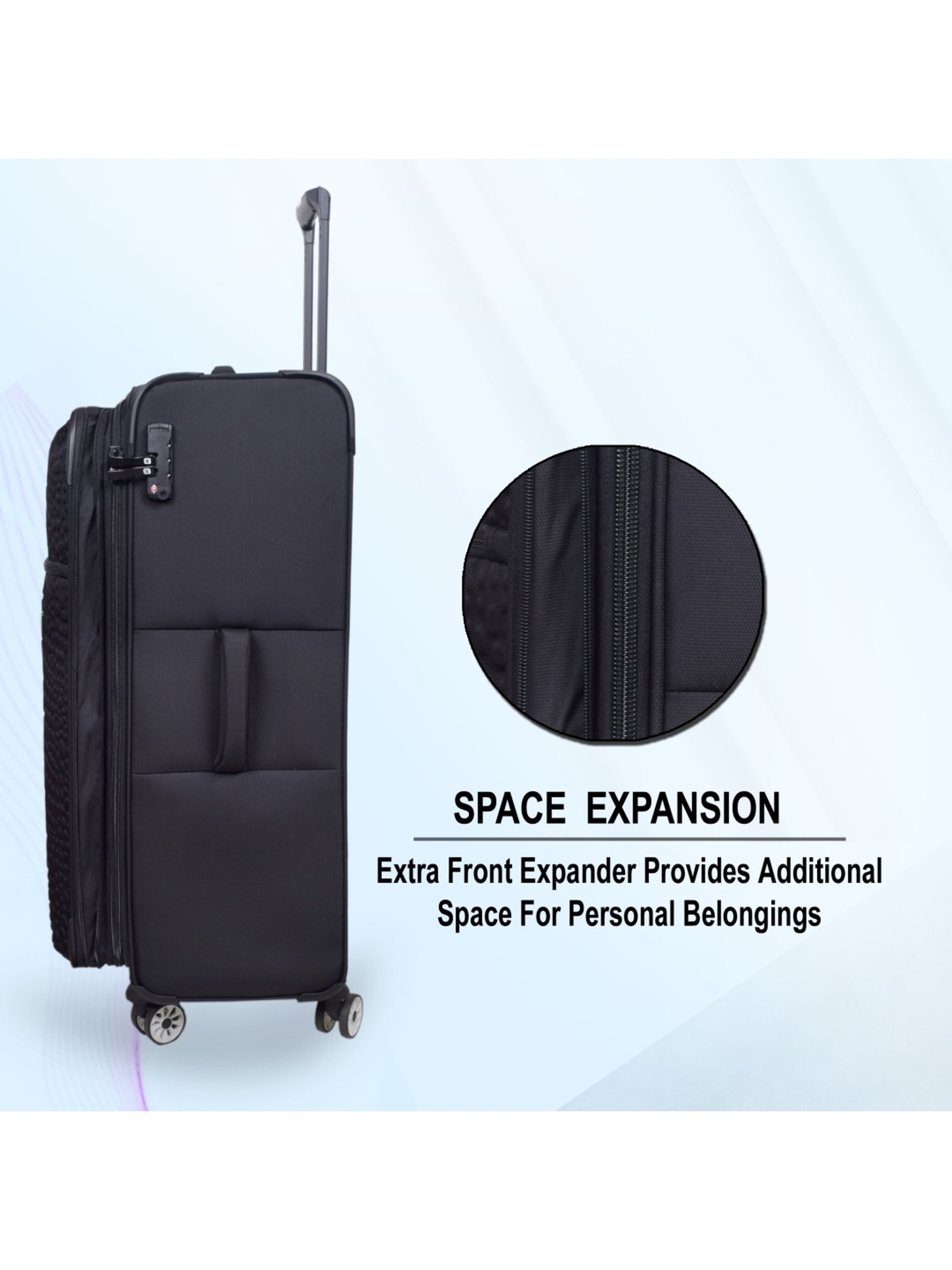 it luggage Reptilian Black 8 Wheels Large Soft Cabin Trolley Bag set of 3