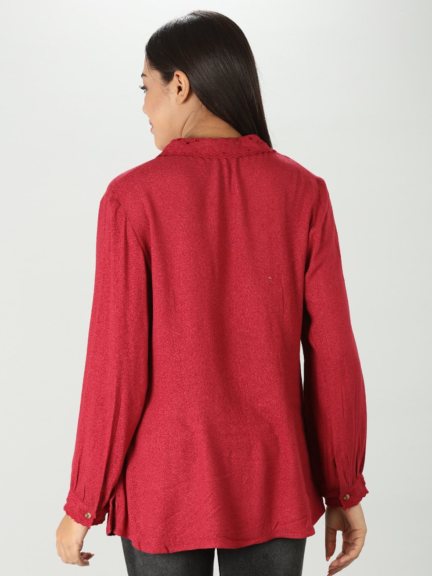 Mustard Red Textured Shirt