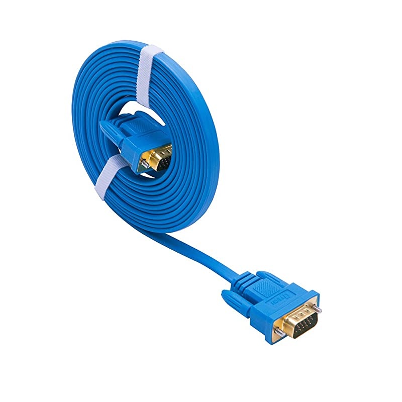 3m Ultra Slim Flat Computer Monitor VGA Cable 10 Feet 15 Pin Male to Male Connector Wire Blue