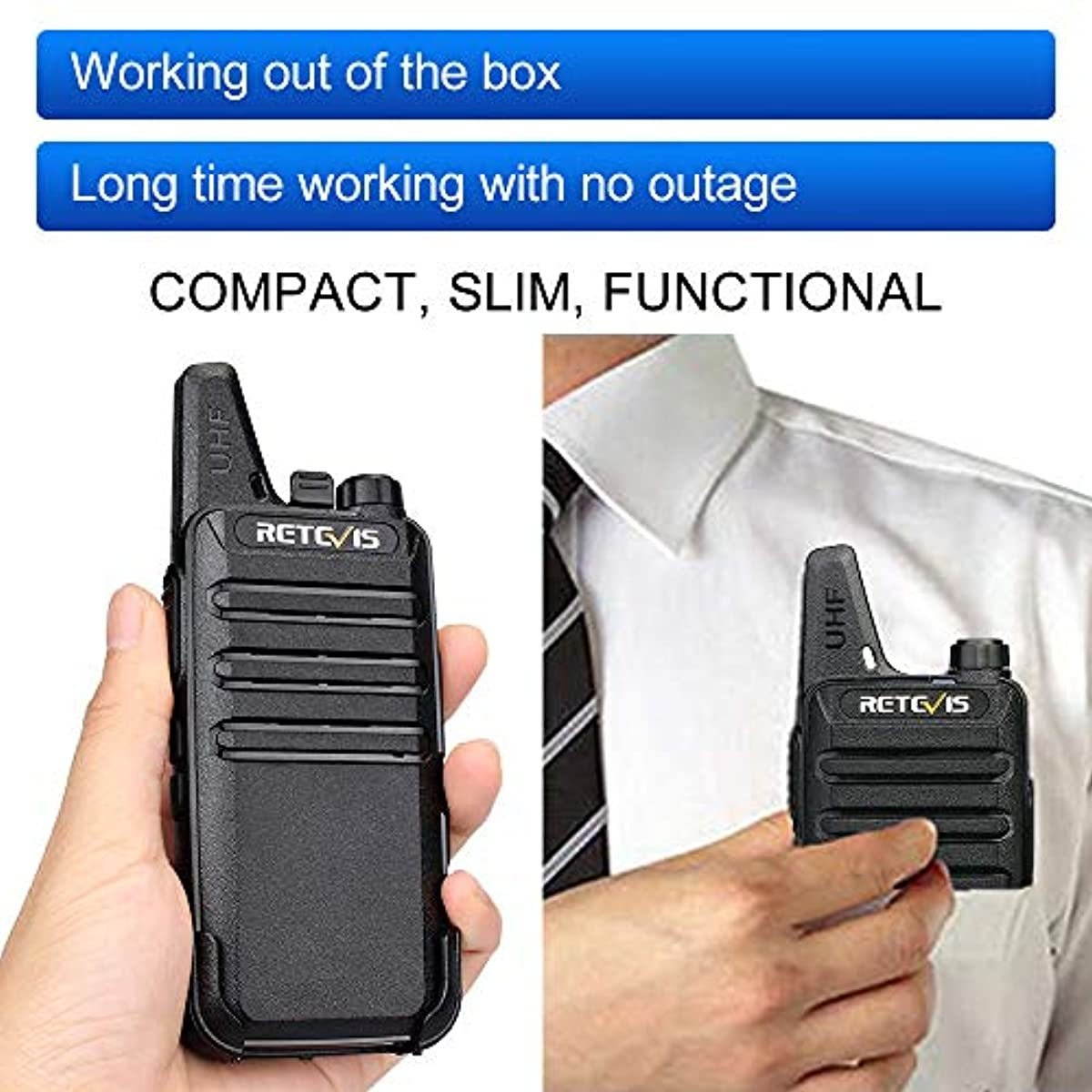 Retevis RT22 Walkie Talkies Rechargeable Hands Free 2 Way Radios Two-Way Radio(6 Pack) with 6 Way Multi Gang Charger