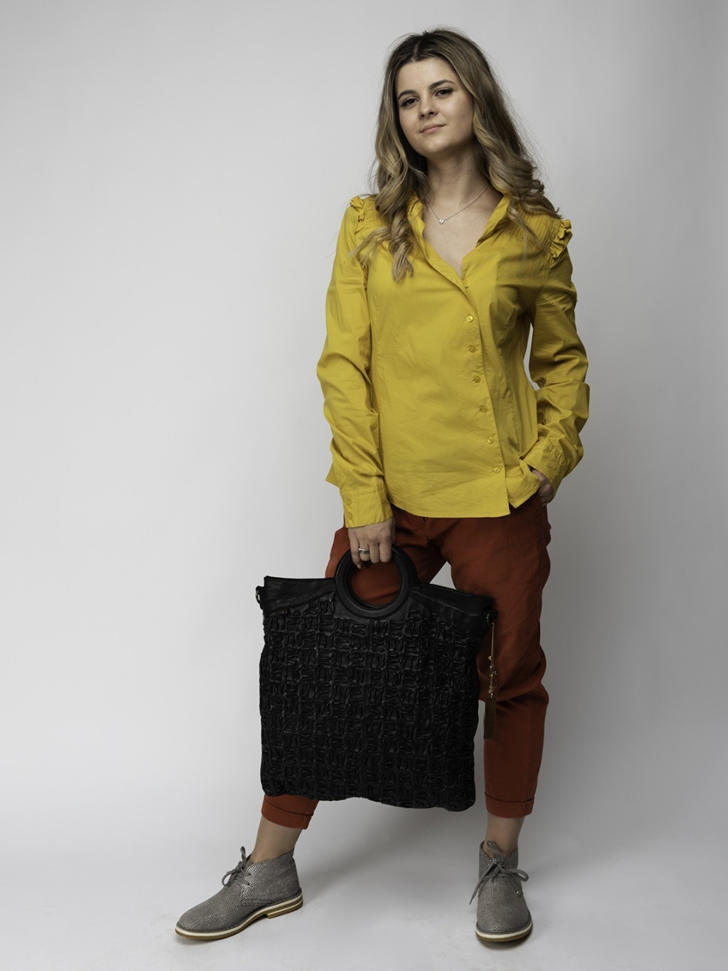 Art N Vintage Esther Black Leather Textured Large Handbag