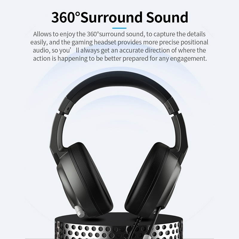 Ajazz AX365 Stereo Surround 7.1 Channel Listening Positioning USB Wire Control Switch Internet Cafe Gaming Headset, Cable Length: 2.1m