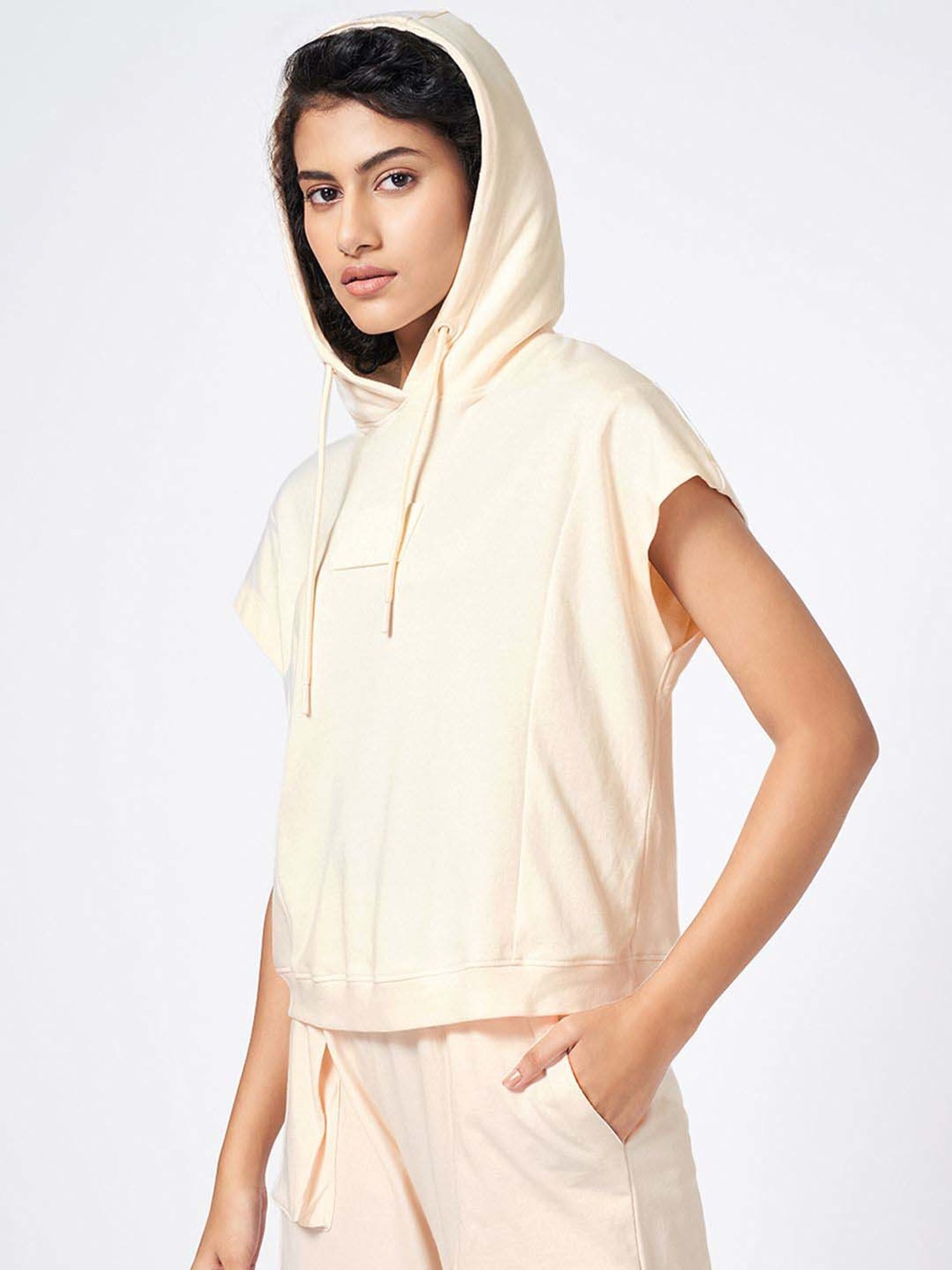 Ajile by Pantaloons Beige Cotton Plain T-Shirt