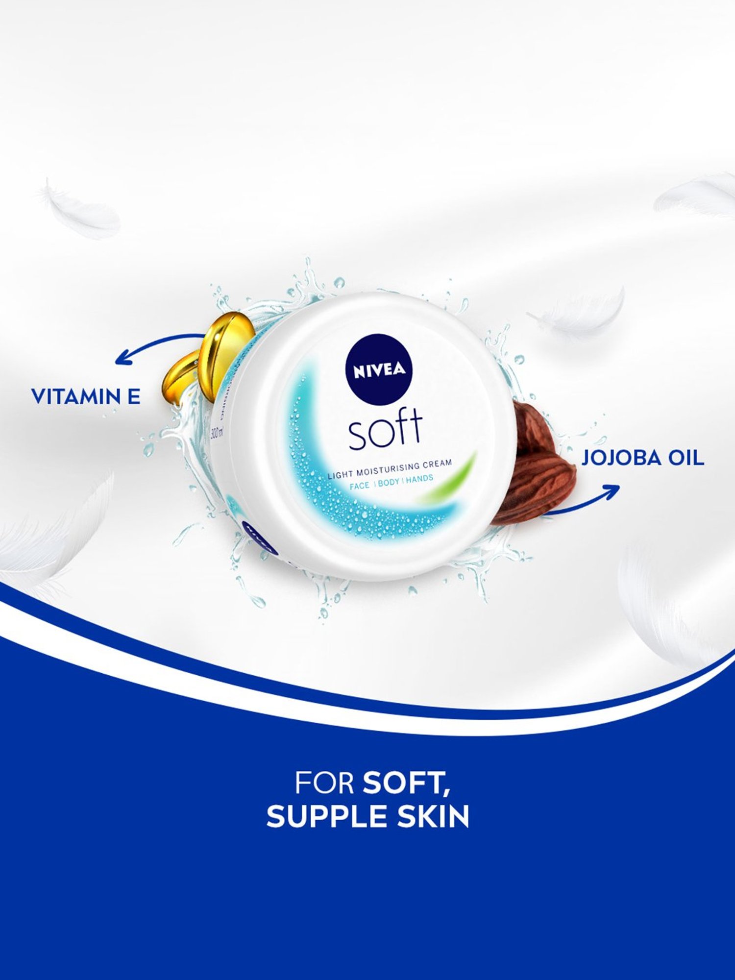 Nivea Soft Light Moisturising Cream for Face, Body & Hands - 300 ml