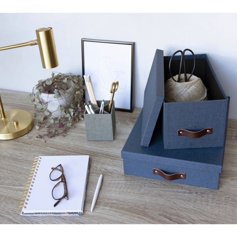 Set of 3 Silvia Canvas Media Box Blue - Bigso Box of Sweden