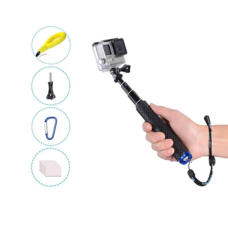 Camera Float + 19 Selfie Stick Waterproof Hand Grip Extension Portable Adjustable Monopod Pole for GoPro Hero 8 MAX 7 Black Silver White65 Black5S43