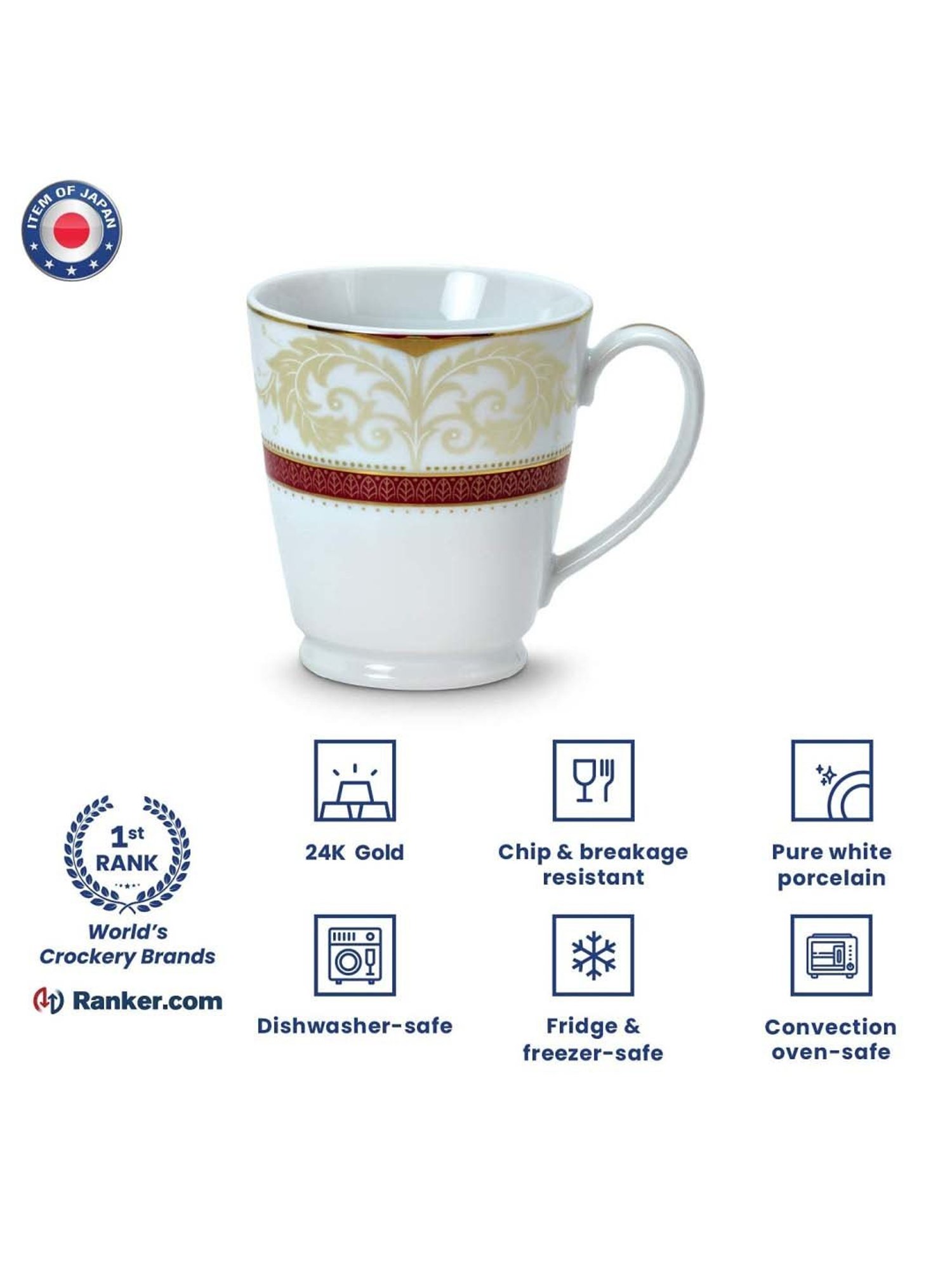 Noritake Queen's Fountain White & Beige Poreclain Milk Mug (0.37 L) - Set of 1