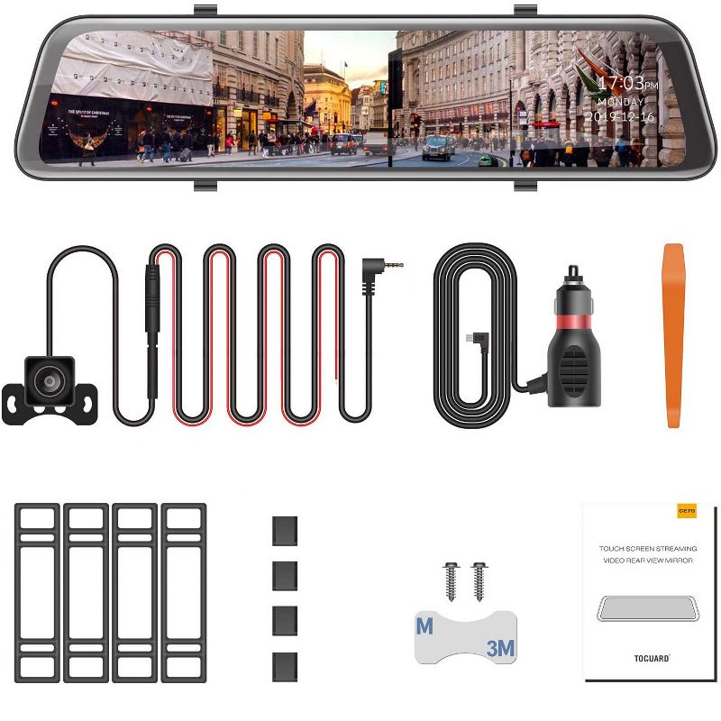 TOGUARD CE70 12" GPS Voice Control Touch Screen 2.5K Dash Cam with Night Vision