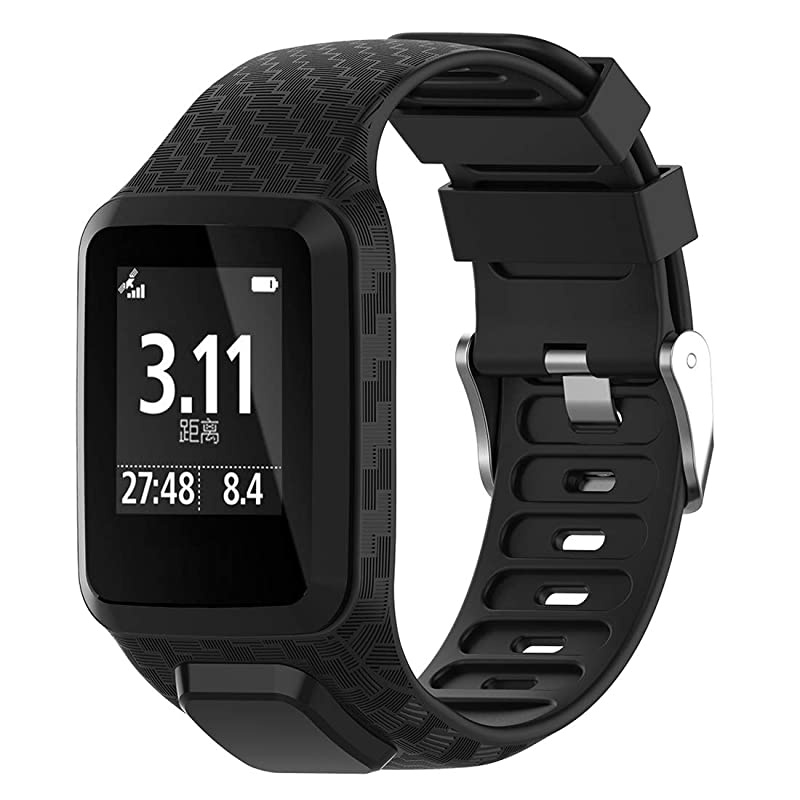 Replacement Silicone Wrist Band Strap for Tomtom Runner 3 Tomtom Runner 2 Tomtom AdventurerTomtom Golfer 2 Tomtom SparkTomtom Spark 3 Silicone Black
