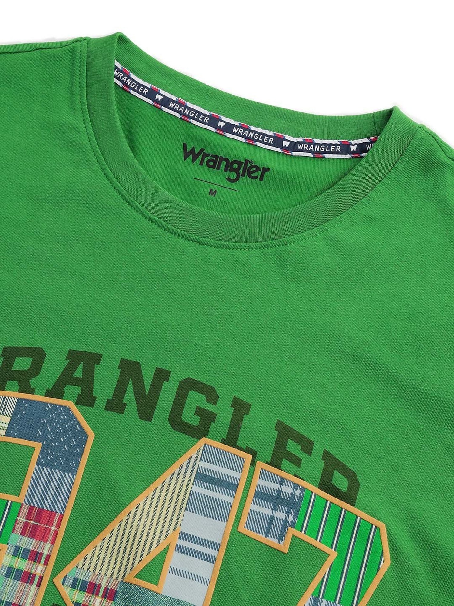 Wrangler Green Regular Fit Printed Cotton Crew T-Shirt