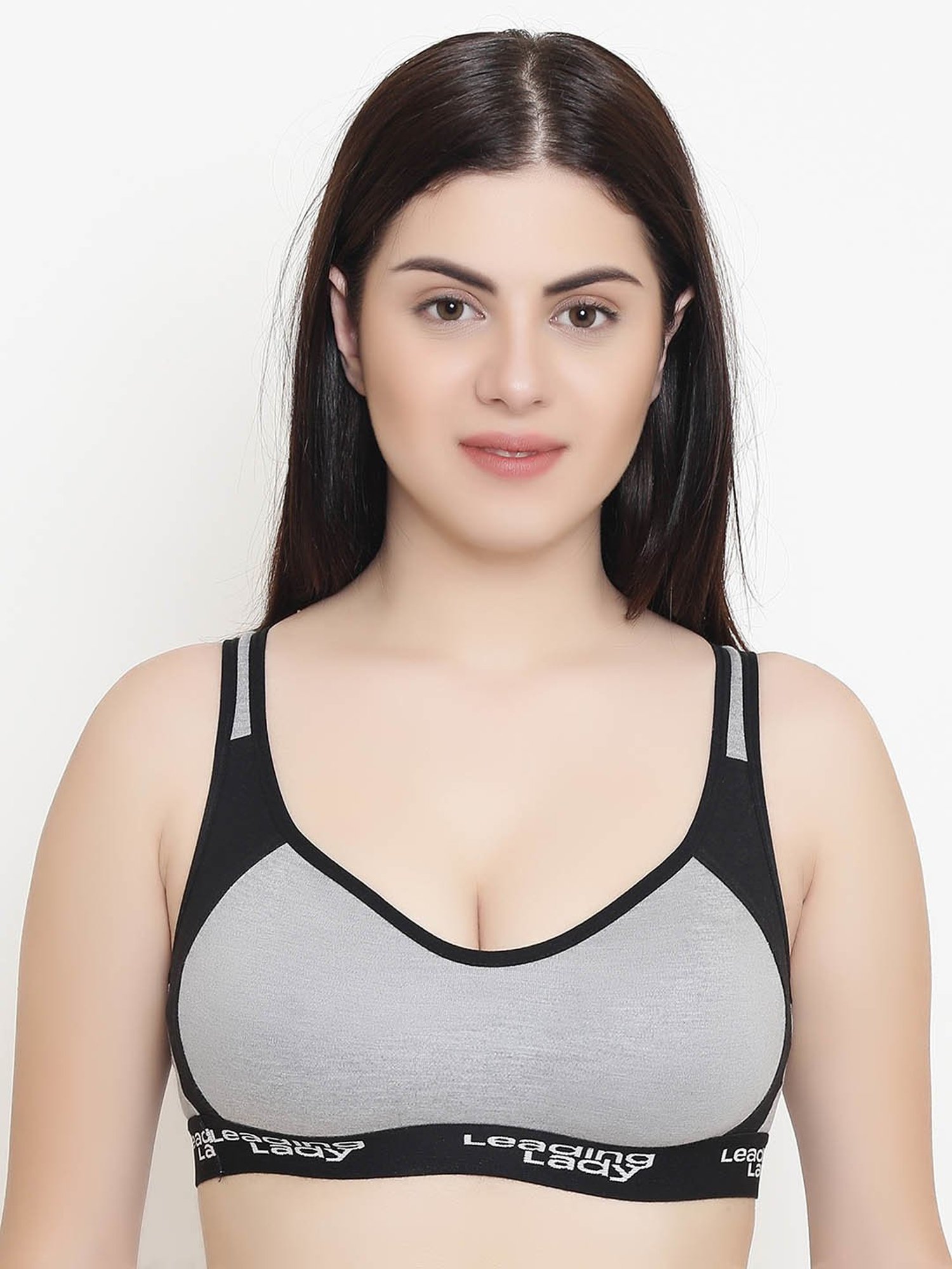 Leading Lady Grey Non-Wired Non-Padded Sports Bra
