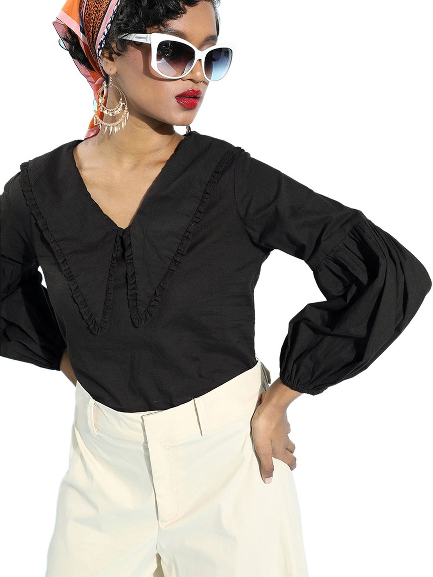 Sera Black Cotton Top