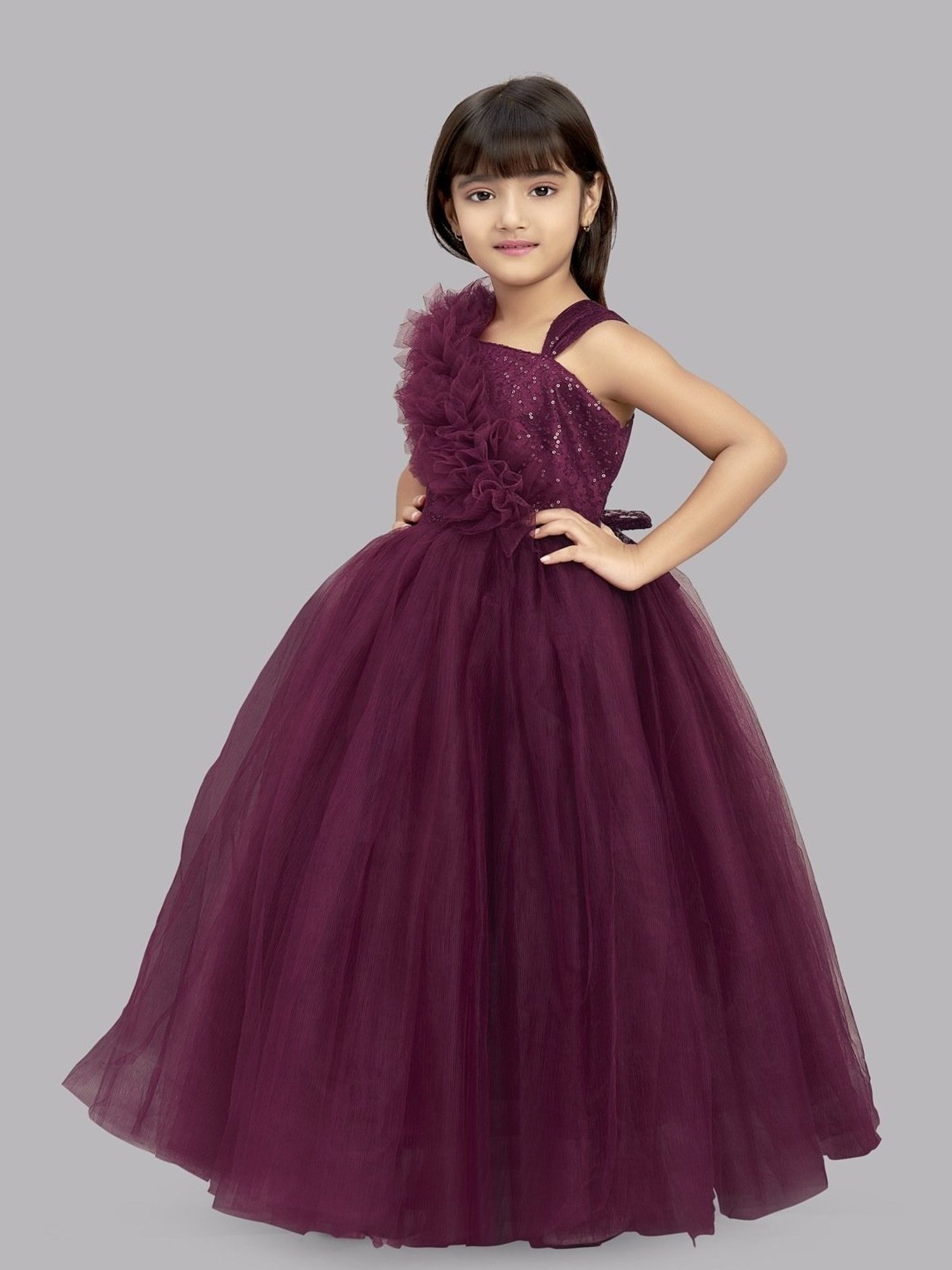 Pink Chick Kids Burgundy Sequence Gown