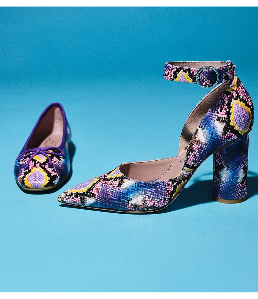 Deltan Jami Snake Print Ankle Strap Pumps
