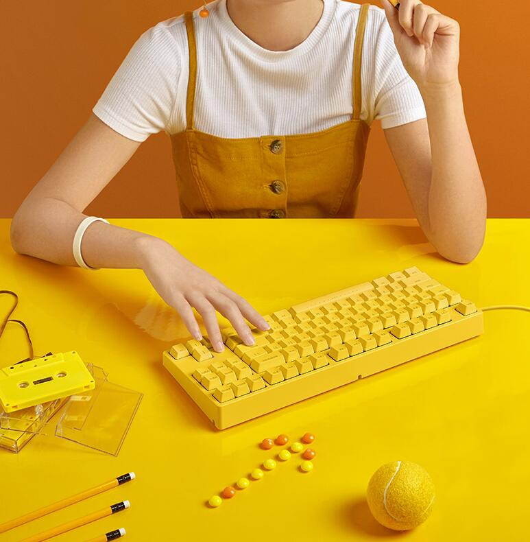 iKBC C200  87 Keys TKL Mechanical Keyboard with Cherry MX Red Switch, Pink PBT Double Shot Keycap, N-Key Rollover and 6 Anti-ghosting Keys( No Light Version)