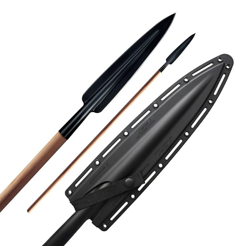 Cold Steel Medieval Double Sided Blade Assegai Throwing Spear with Wood Long Shaft and Protective Sheath