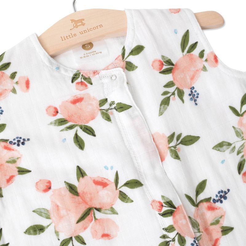 Little Unicorn 2-Way Zipper Muslin Sleep Bag Wearable Blanket - Watercolor Roses M