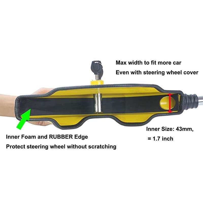 Steering Wheel Lock - Full Cover Airbag Lock Anti Theft Locking Device Safety Locks Highly Bright Visible Color for Most Vehicles Suv Pickup Great Deterant to Thief
