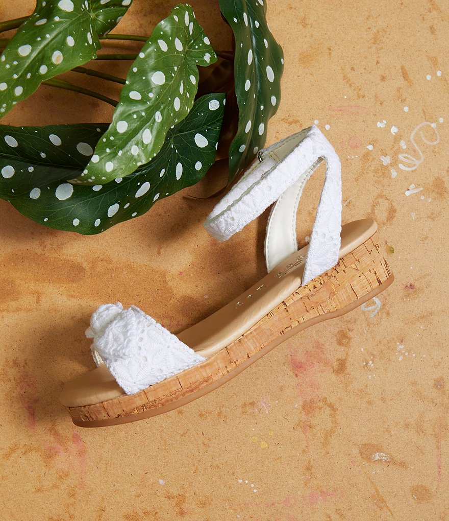 Copper Key Girls' Dearisst Eyelet Bow Flatform Wedges (Toddler)