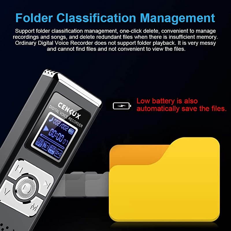 Digital Voice Recorder, 8G Double Microphone Noise Reduction Audio Voice Activated Recorder,Portable Sound Recorder MP3 Player for Lectures/Meetings/Interviews/Learning