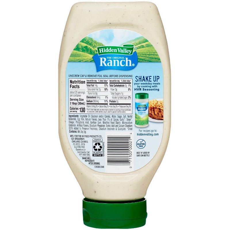 Hidden Valley Easy Squeeze Original Ranch Salad Dressing & Topping, Gluten Free, Keto-Friendly - 20fl oz