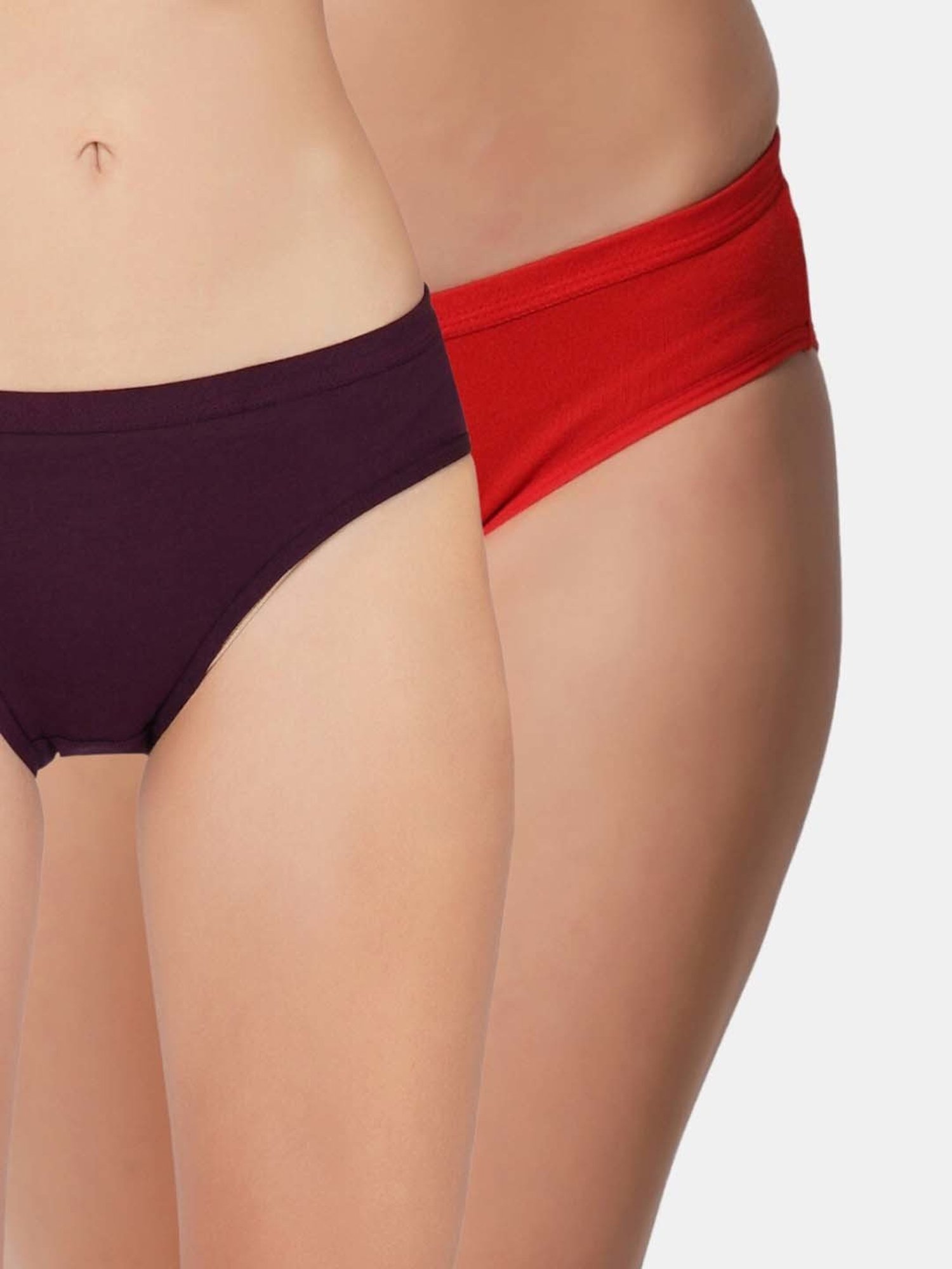 Bleeding Heart Wine & Red Plain Panties - Pack Of 2
