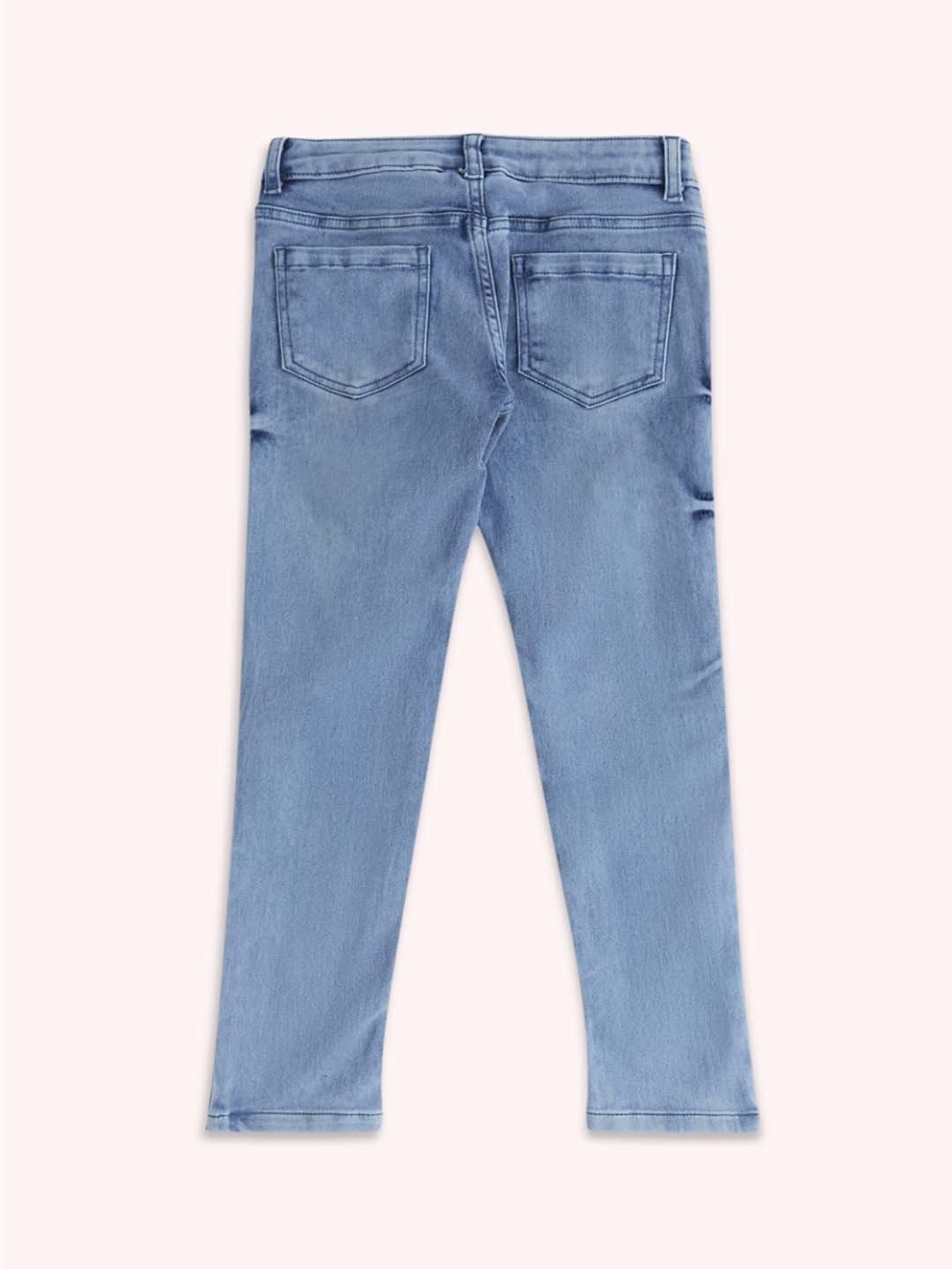 Pantaloons Junior Girls Blue Cotton Embellished Jeans