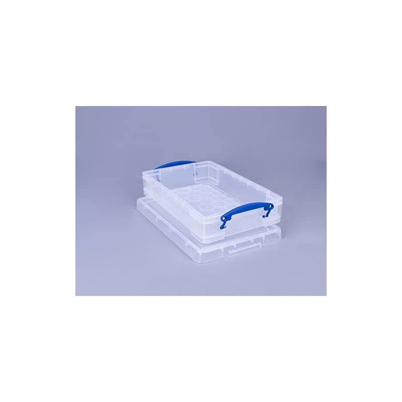 Useful Box Plastic Storage Box, 4 Liters, 14 5/8" x 10 1/4" x 3 3/8", Clear