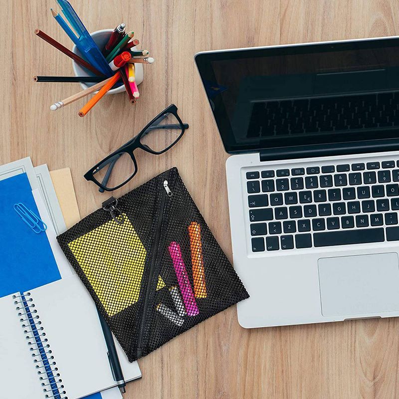 Vaultz Mesh Storage Bags, 4ct - Black/Red/Orange/Yellow