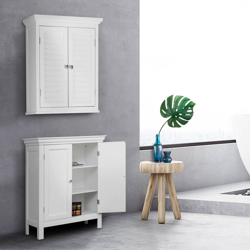 Slone 2 Door Shuttered Wall Cabinet - White - Elegant Home Fashion