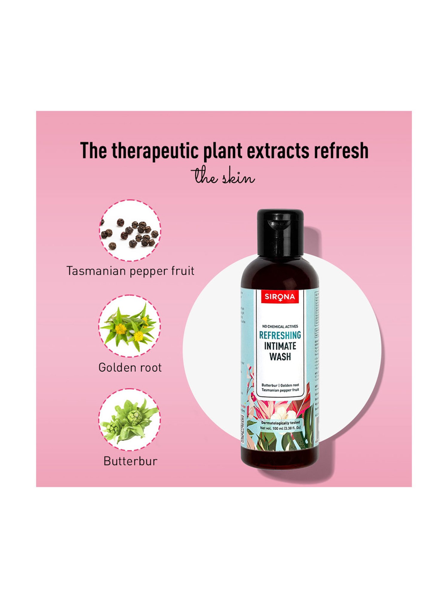 Sirona Natural pH Balanced Refreshing Intimate Wash - 100 ml