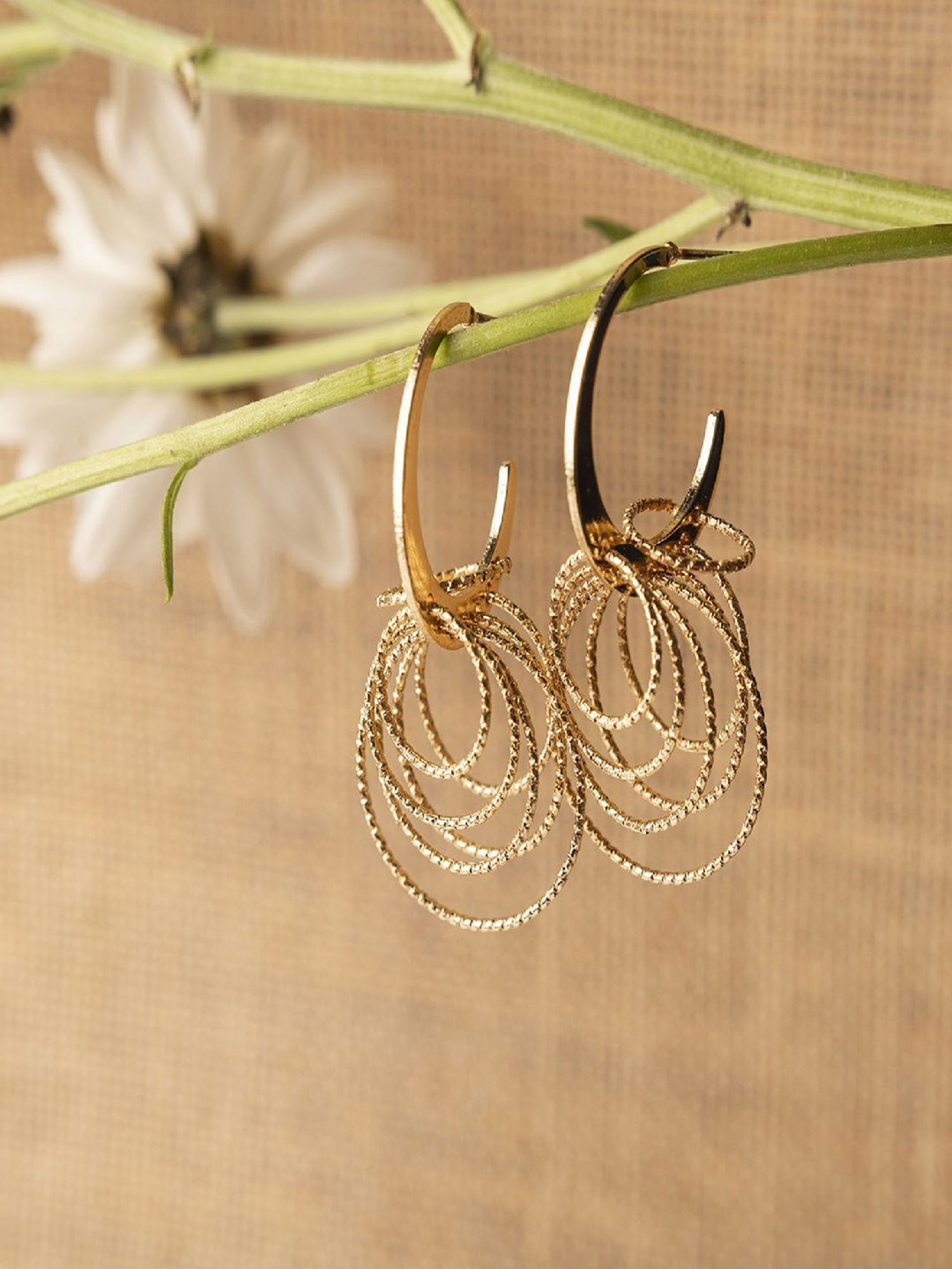 Jewelz New Trendy Hoop Earrings With Mesh Chain for Women