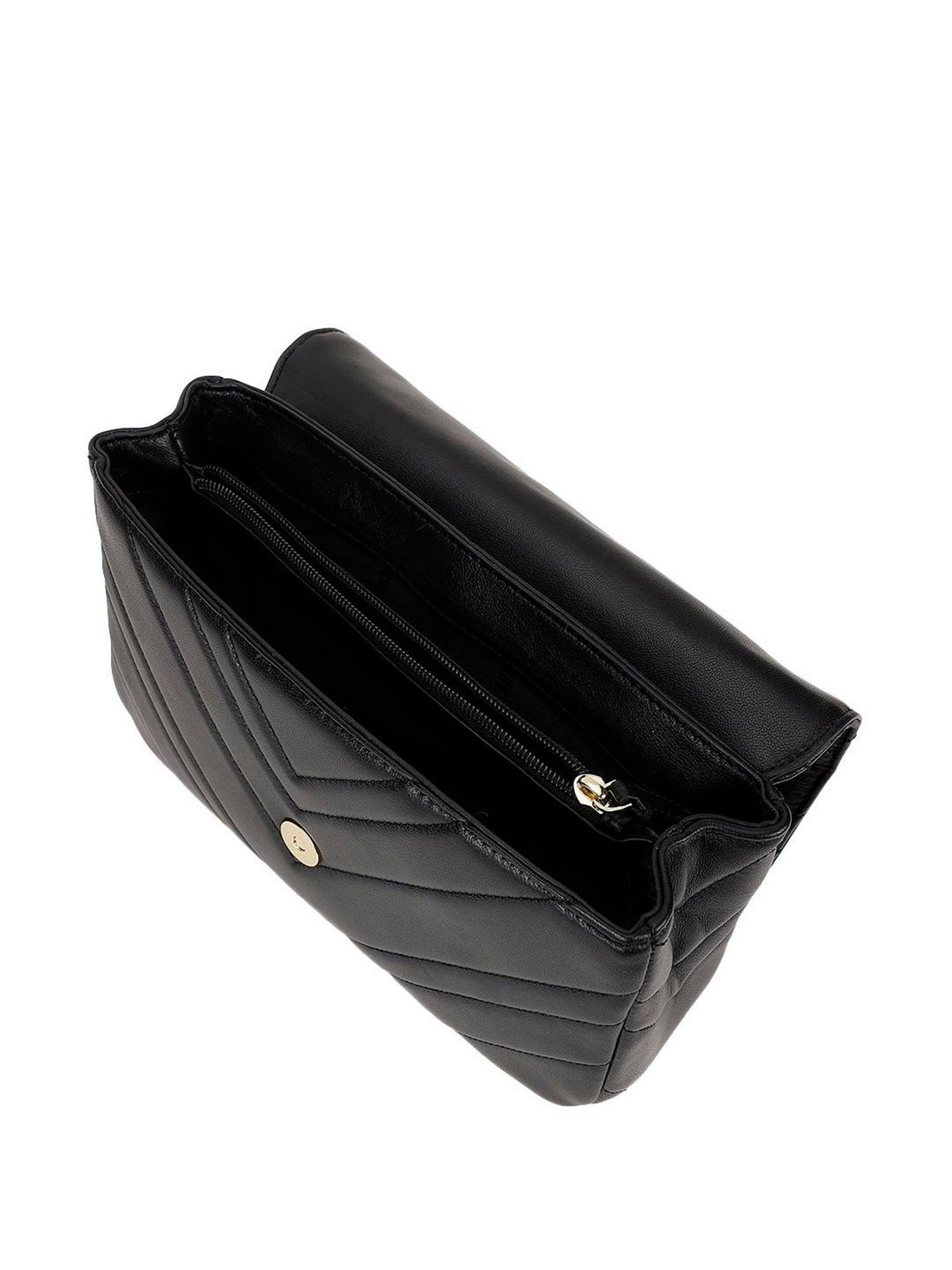 Dkny Black Leather Quilted Sling Handbag