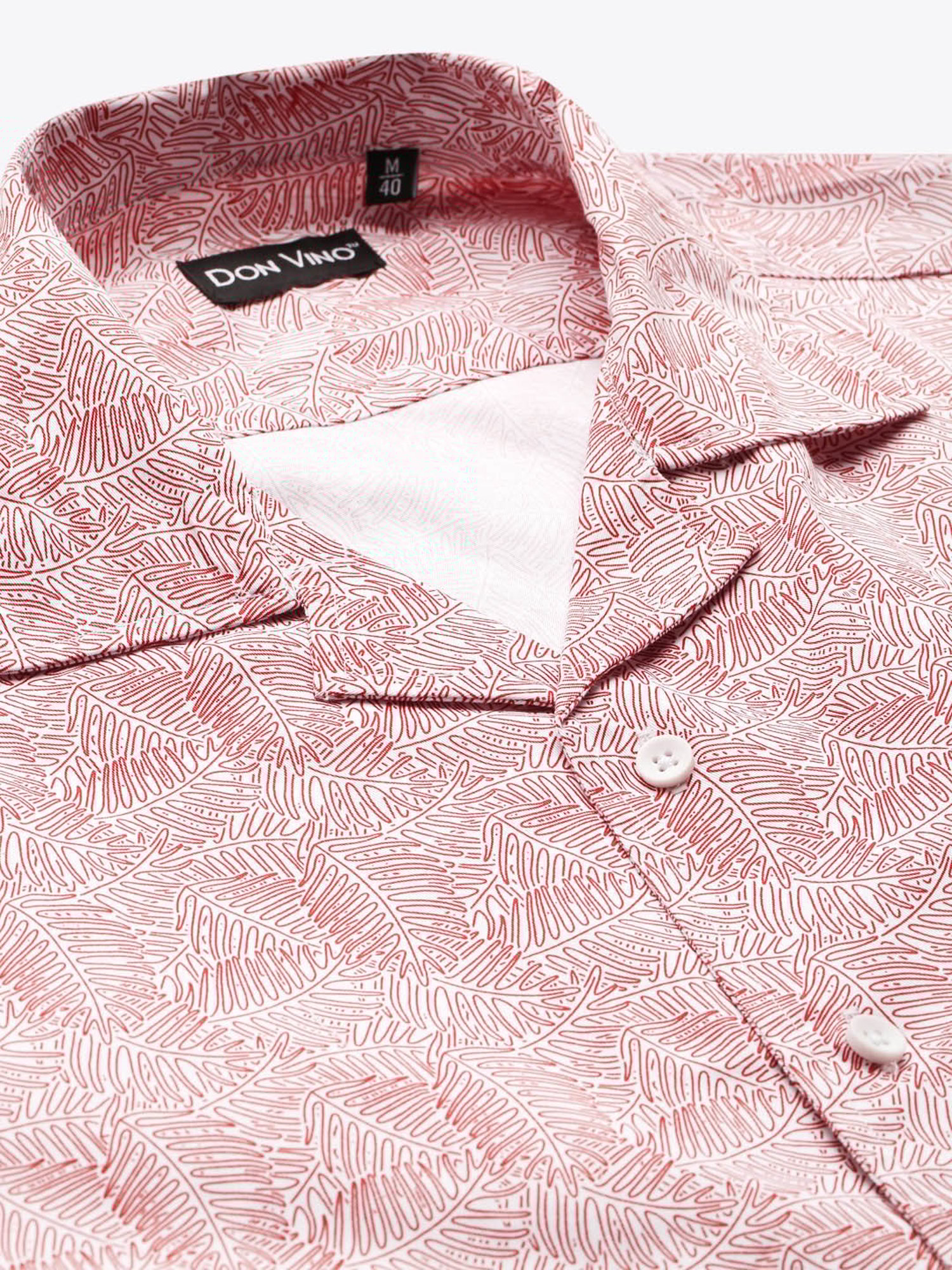 Don Vino Pink Regular Fit Printed Cotton Shirt