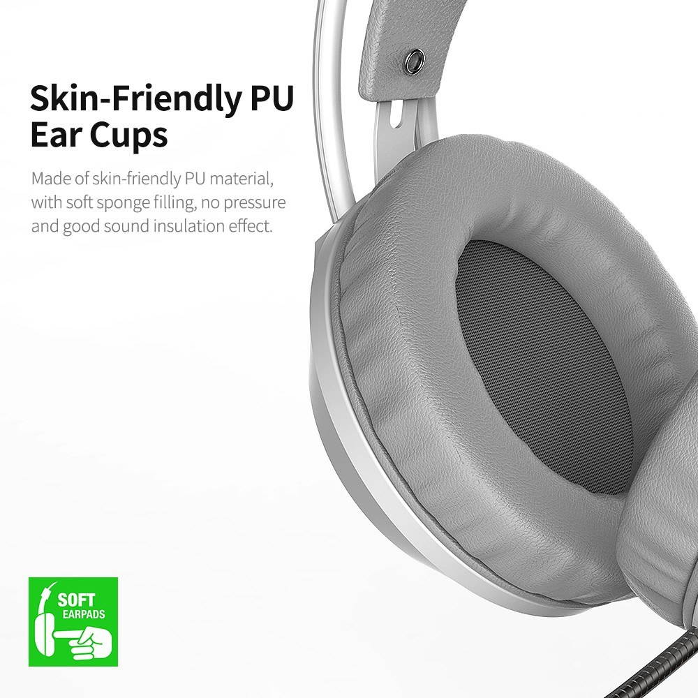 Luminous Gaming Headset 3.5mm Audio USB Connector 50mm Surround Bass Sound Music Headphone Omnidirectional Microphone Soft Breathable Earmuffs Earphones for Computer Office